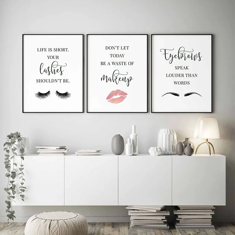 Beauty Of Makeup Quotes - 메이크업 명언 포스터 속눈썹 눈썹 립스틱