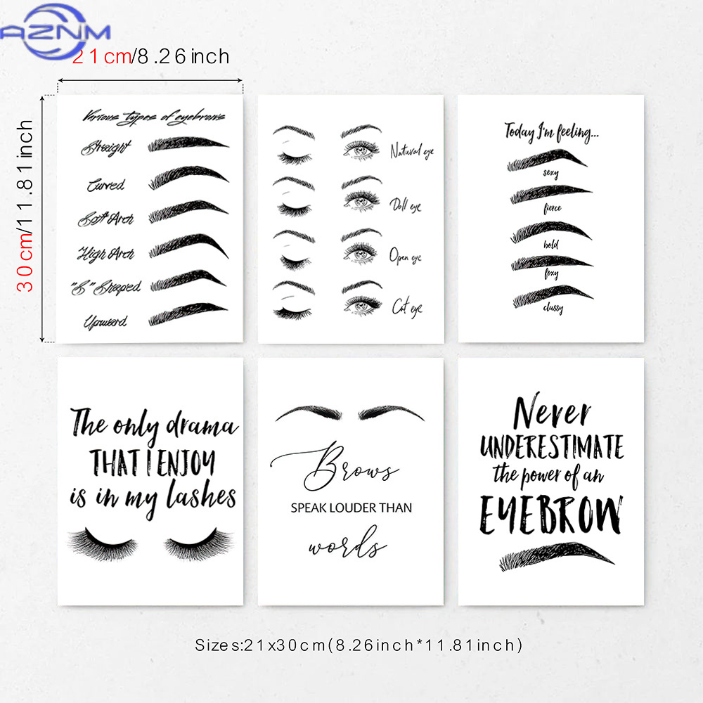 Beauty Of Makeup Quotes - 6종 눈썹 및 속눈썹 캔버스 벽