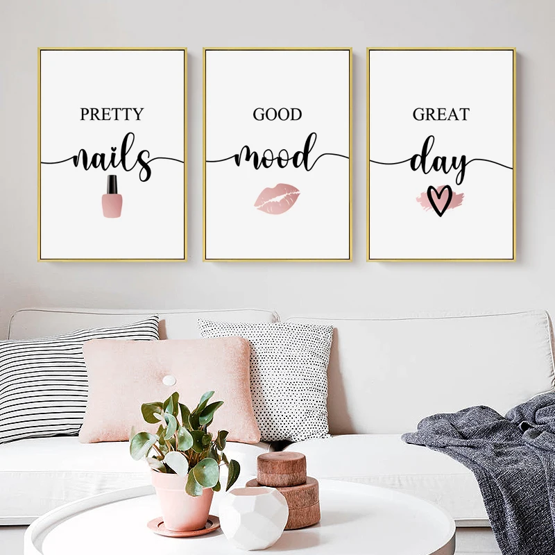 Beauty Of Makeup Quotes - 북유럽 핑크 여성 레드 립 네일