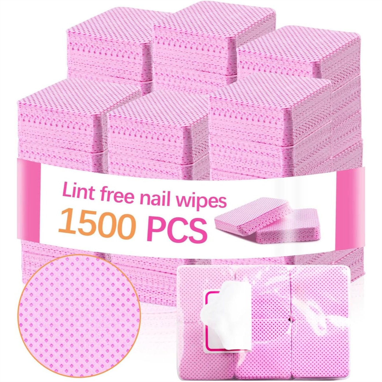 Eyelash Extension - 1500개 보풀 없는 젤네일용 네일 와이프,