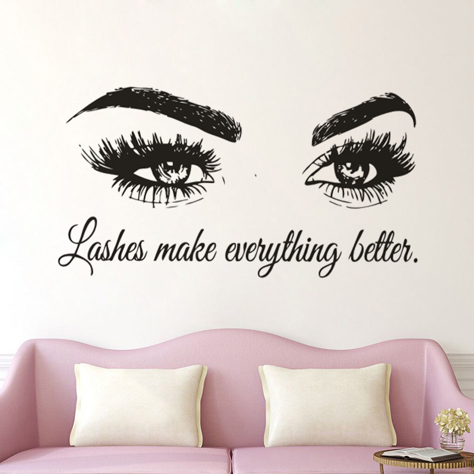 Beauty Of Makeup Quotes - 속눈썹 비닐 벽 데칼 뷰티 살롱