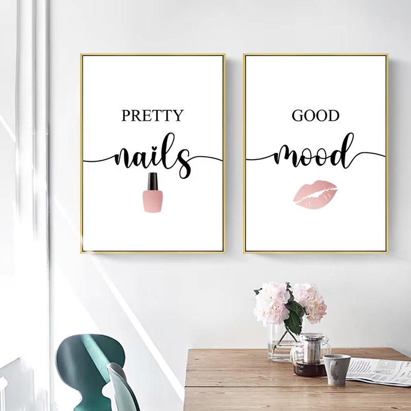 Beauty Of Makeup Quotes - 북유럽 핑크 여성 빨간 입술 매니큐어