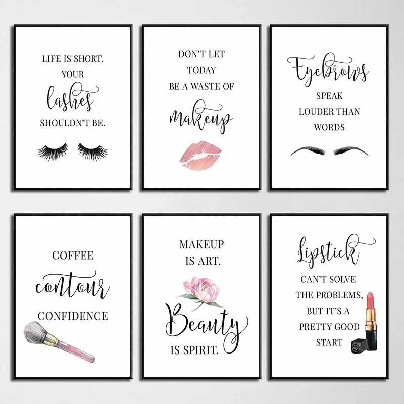 메이크업 명언 포스터 속눈썹 눈썹 립스틱 컨투어 입술  - Beauty Of Makeup Quotes 리뷰 및 가격