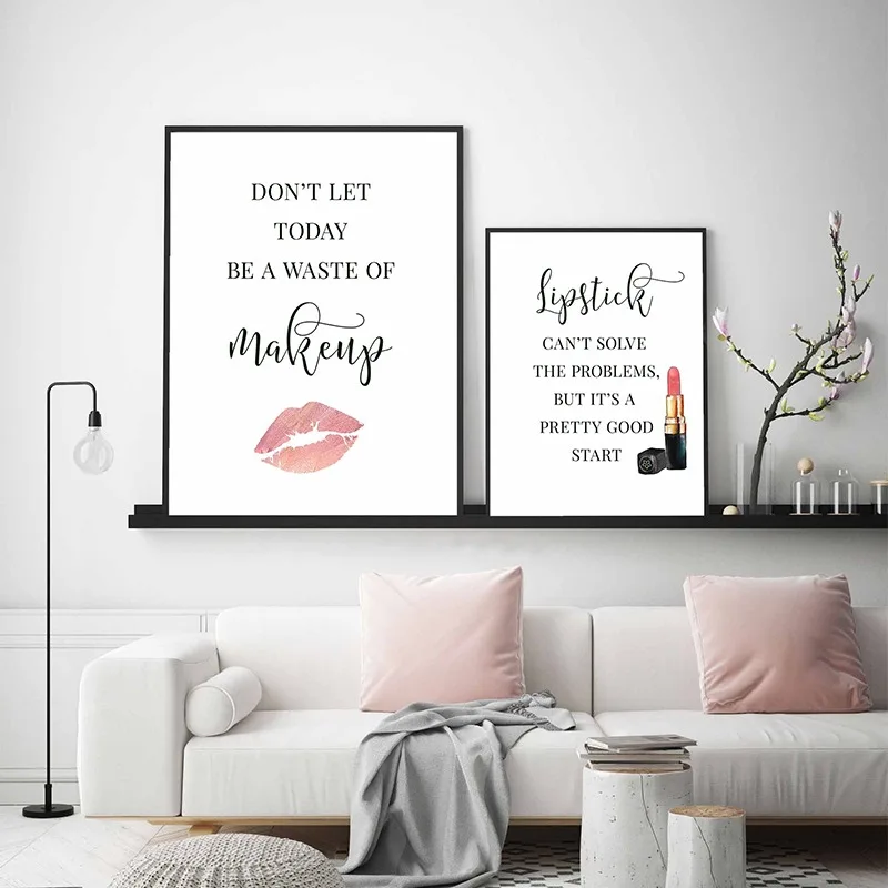 메이크업 명언 포스터 속눈썹 눈썹 립스틱 컨투어 입술  - Beauty Of Makeup Quotes 리뷰 및 가격
