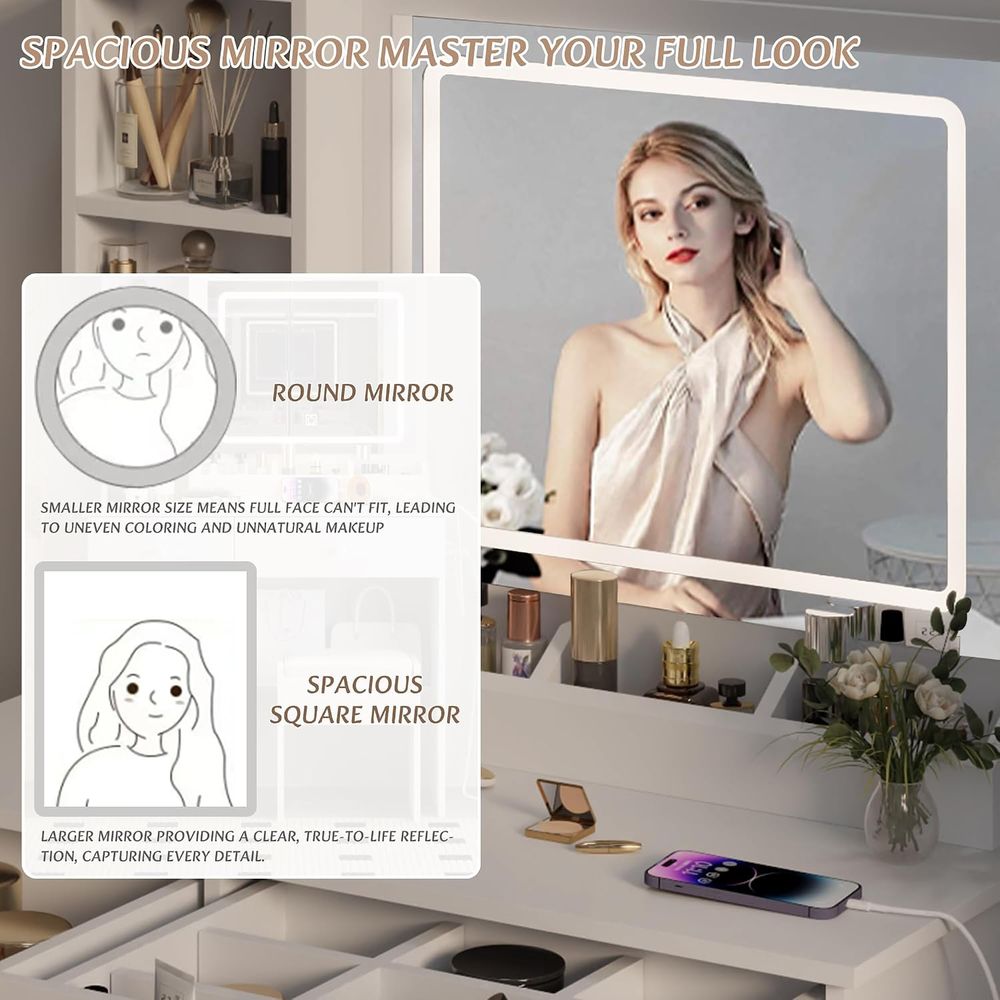 드링 테이블 세트, 대형 수납공간 화장대(거울 포함), - Beauty Makeup Outlet 리뷰 및 가격