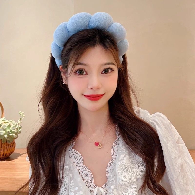 여성을위한 레트로 푹신한 헤어 밴드 스폰지 머리띠 벨벳 - Beauty Makeup For Girl 리뷰 및 가격