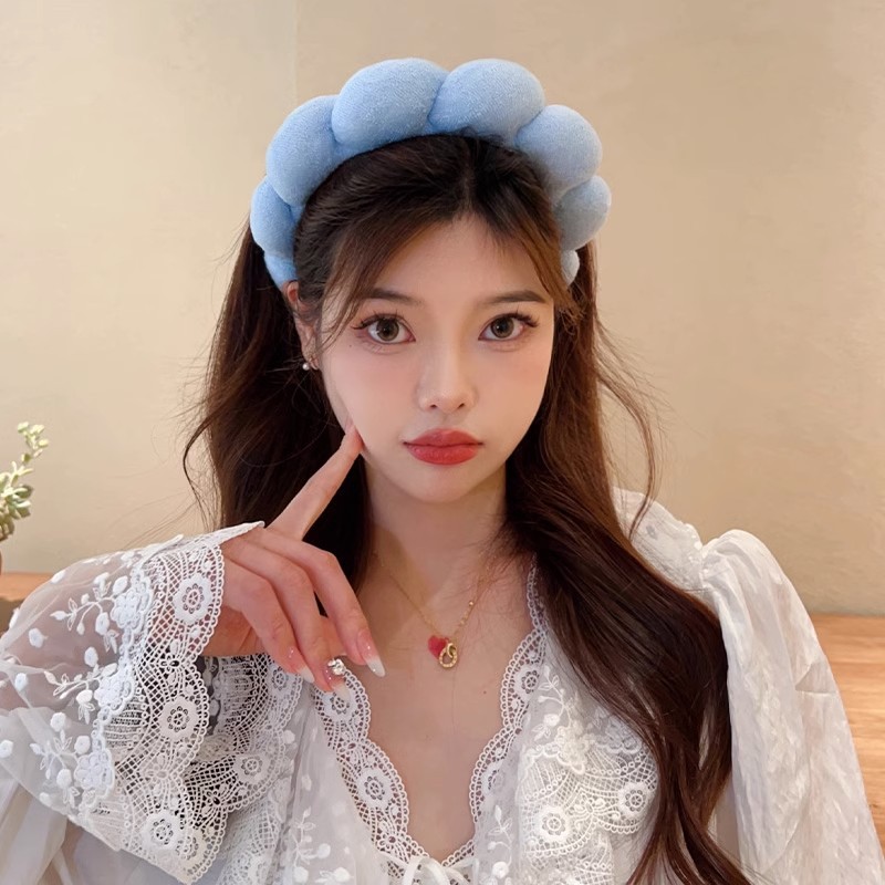 여성을위한 레트로 푹신한 헤어 밴드 스폰지 머리띠 벨벳 - Beauty Makeup For Girl 리뷰 및 가격