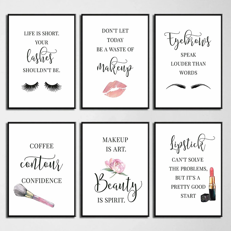 메이크업 명언 포스터 속눈썹 눈썹 립스틱 컨투어 입술  - Beauty Of Makeup Quotes 리뷰 및 가격